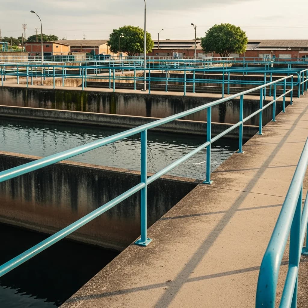 Estação de tratamento biológico de efluentes em operação
